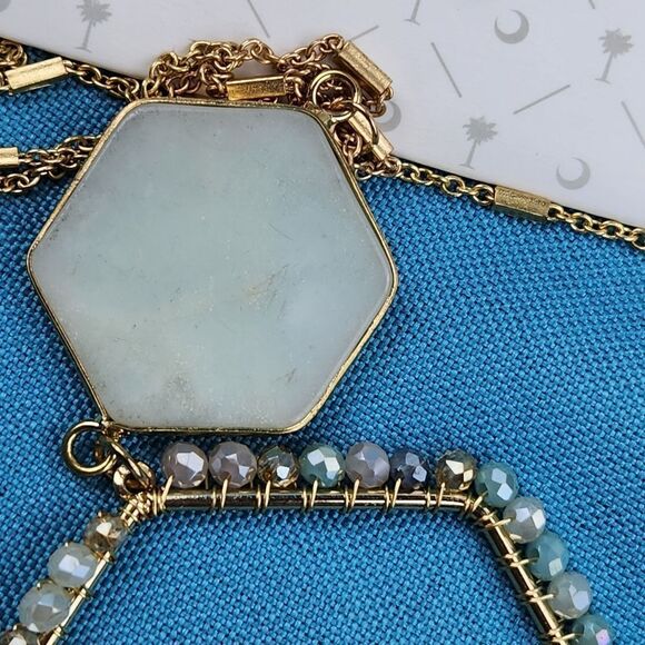 🩵NWT Palmetto Moon Mint Necklace & Earring Set - Picture 3 of 11